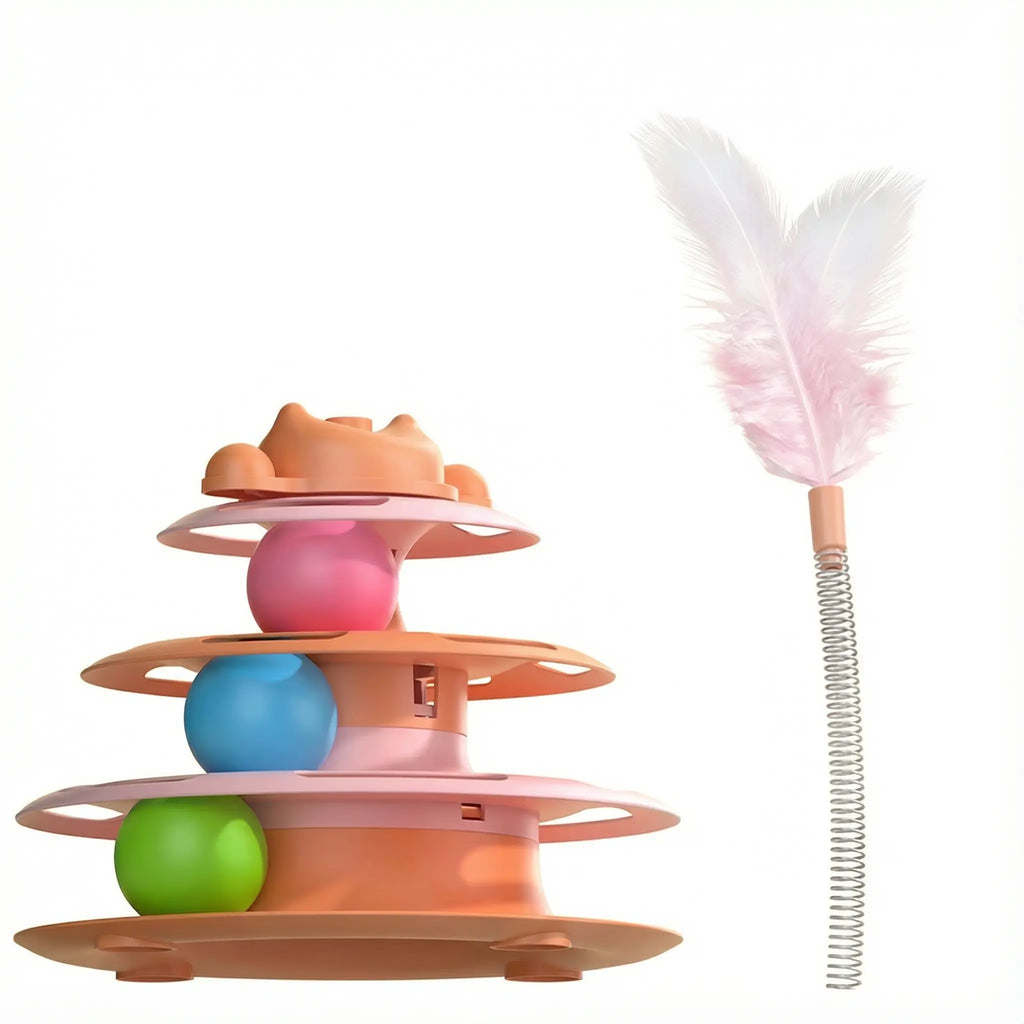 Torre Interactiva para Gatos con Pelotas y Pluma