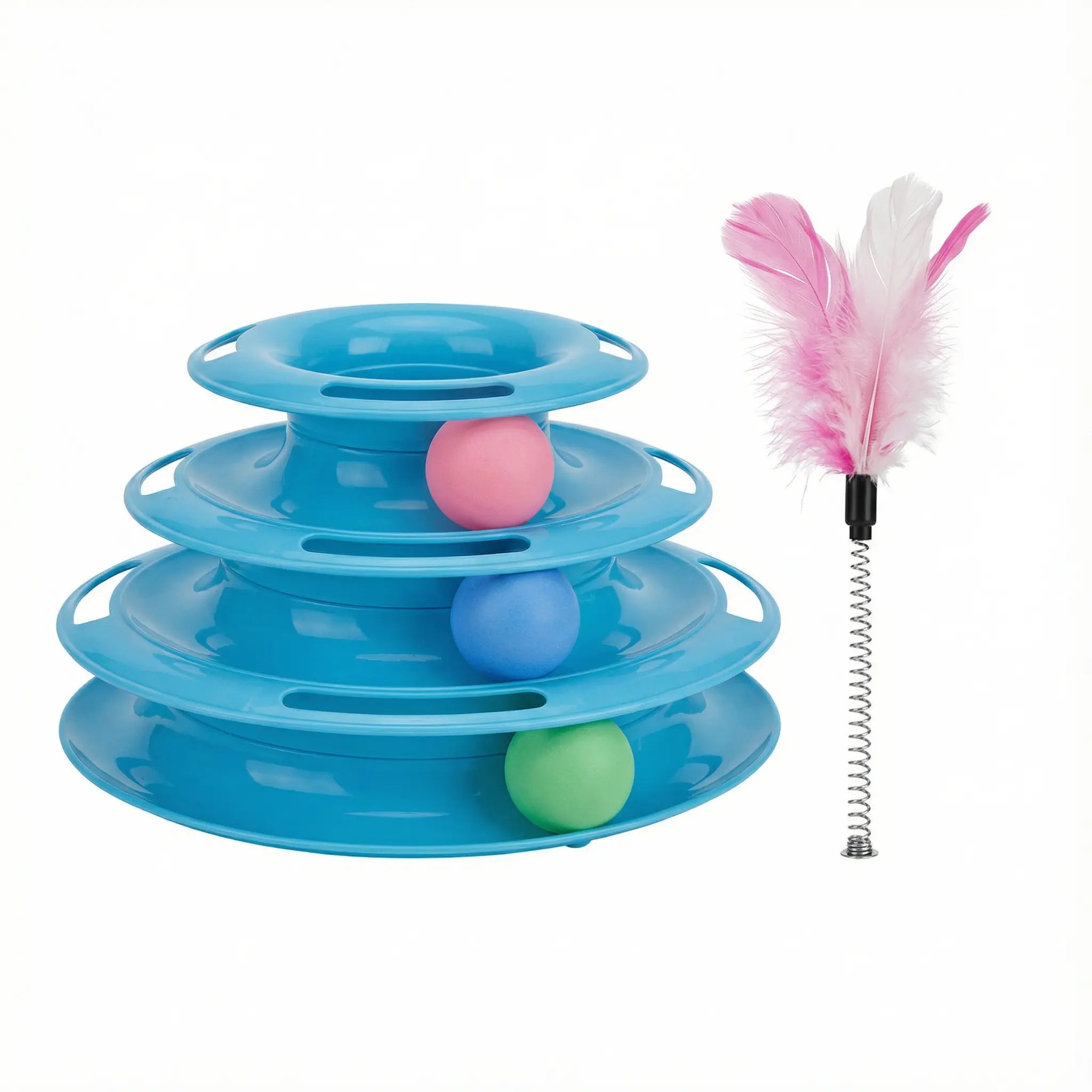Torre Interactiva para Gatos con Pelotas y Pluma