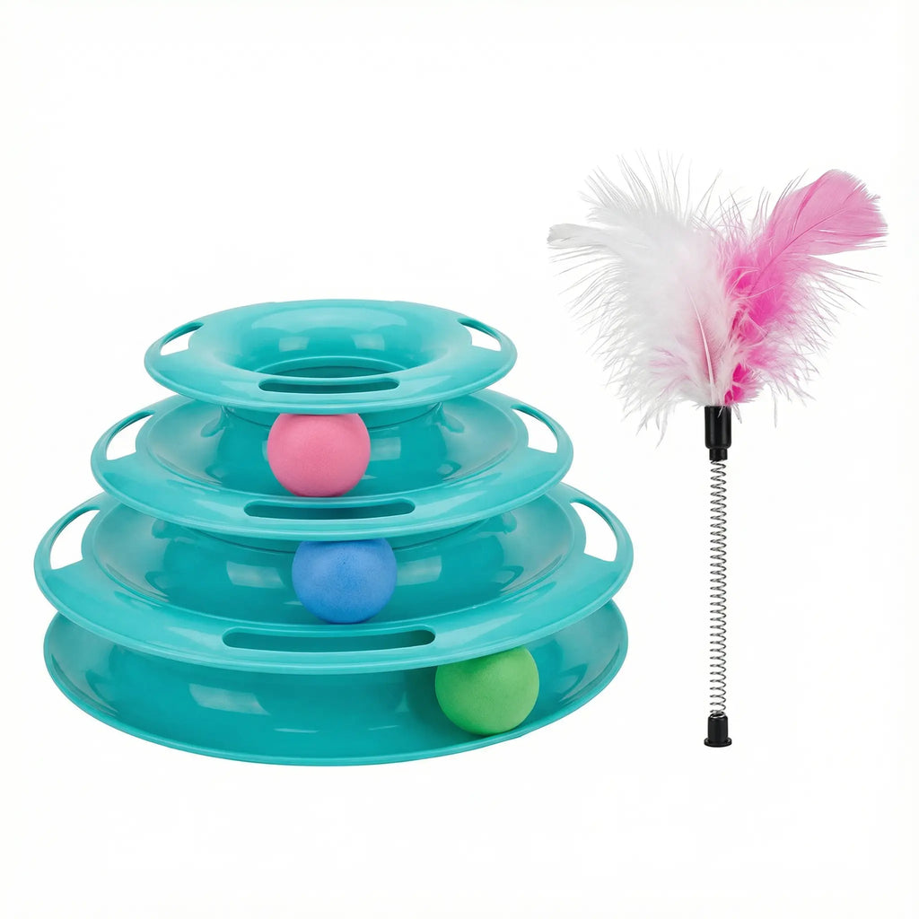 Torre Interactiva para Gatos con Pelotas y Pluma