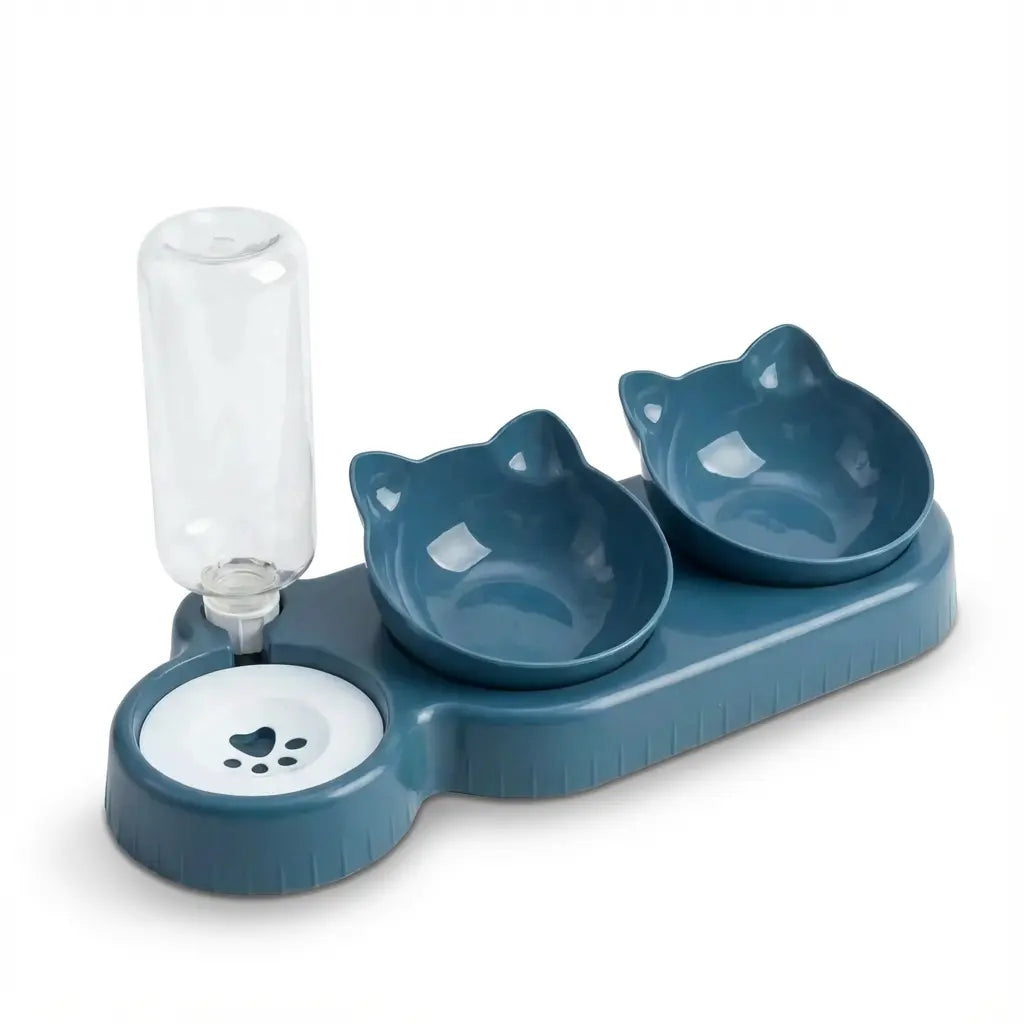 Comedero Ergonómico Inclinado para Gatos 3 en 1