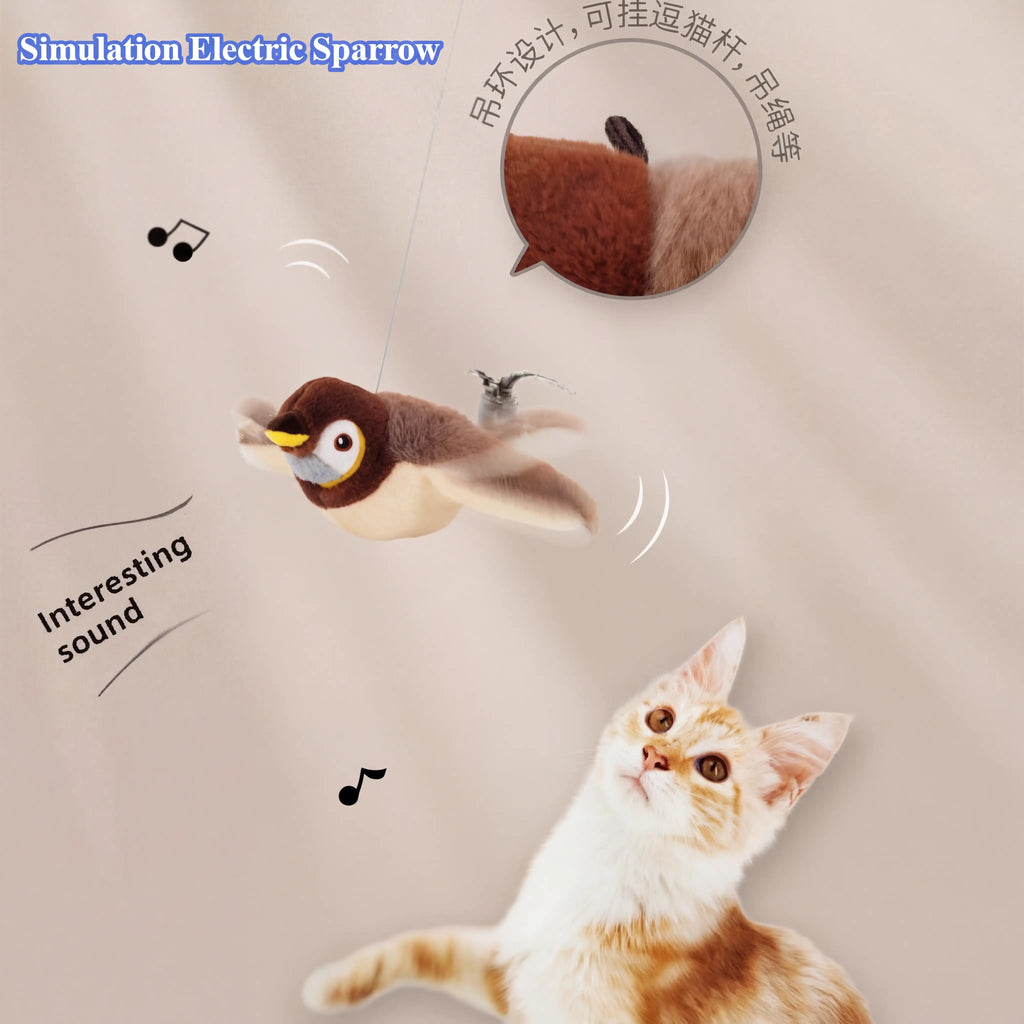 Pájaro Eléctrico Interactivo para Gatos con Sonido