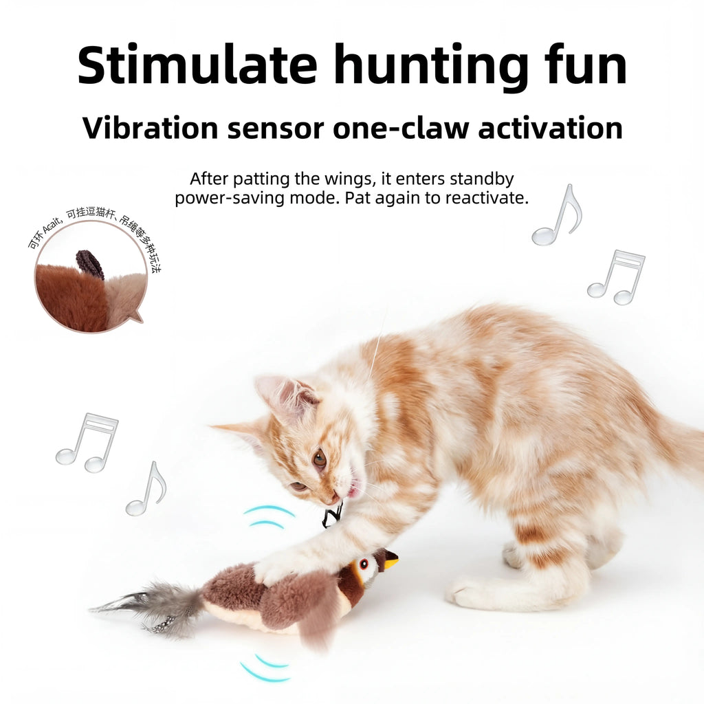 Pájaro Eléctrico Interactivo para Gatos con Sonido