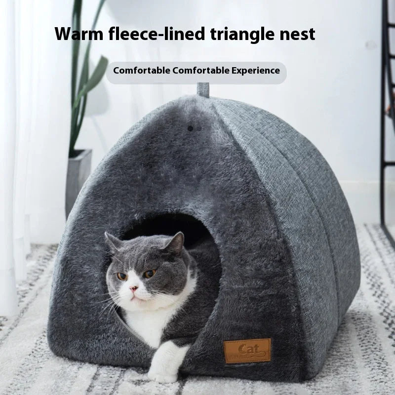 Casa Cerrada para Gatos – Cama Cálida de Invierno