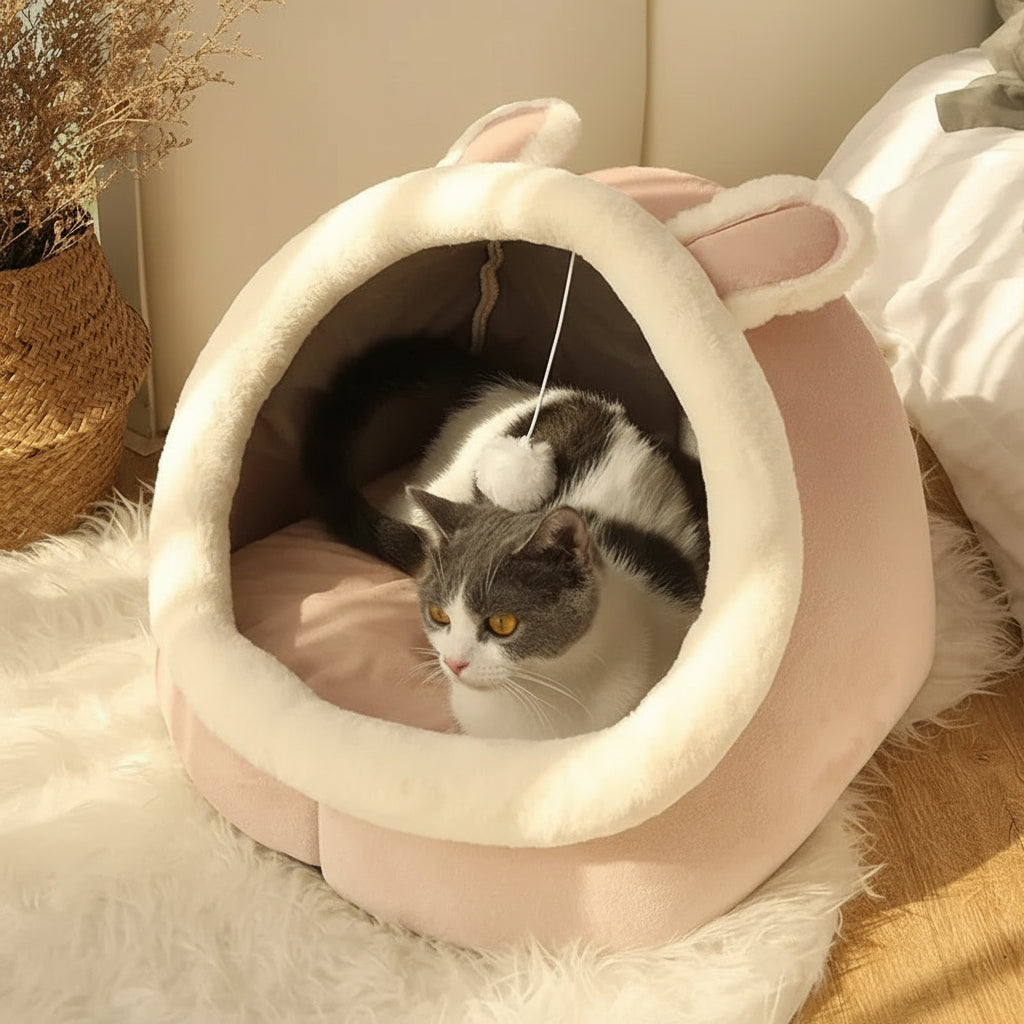 Cama Cálida Tipo Bolsa para Gatos